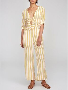 Faithfull the Brand Azure Stripe Print Sun Matese Jumpsuit Size S